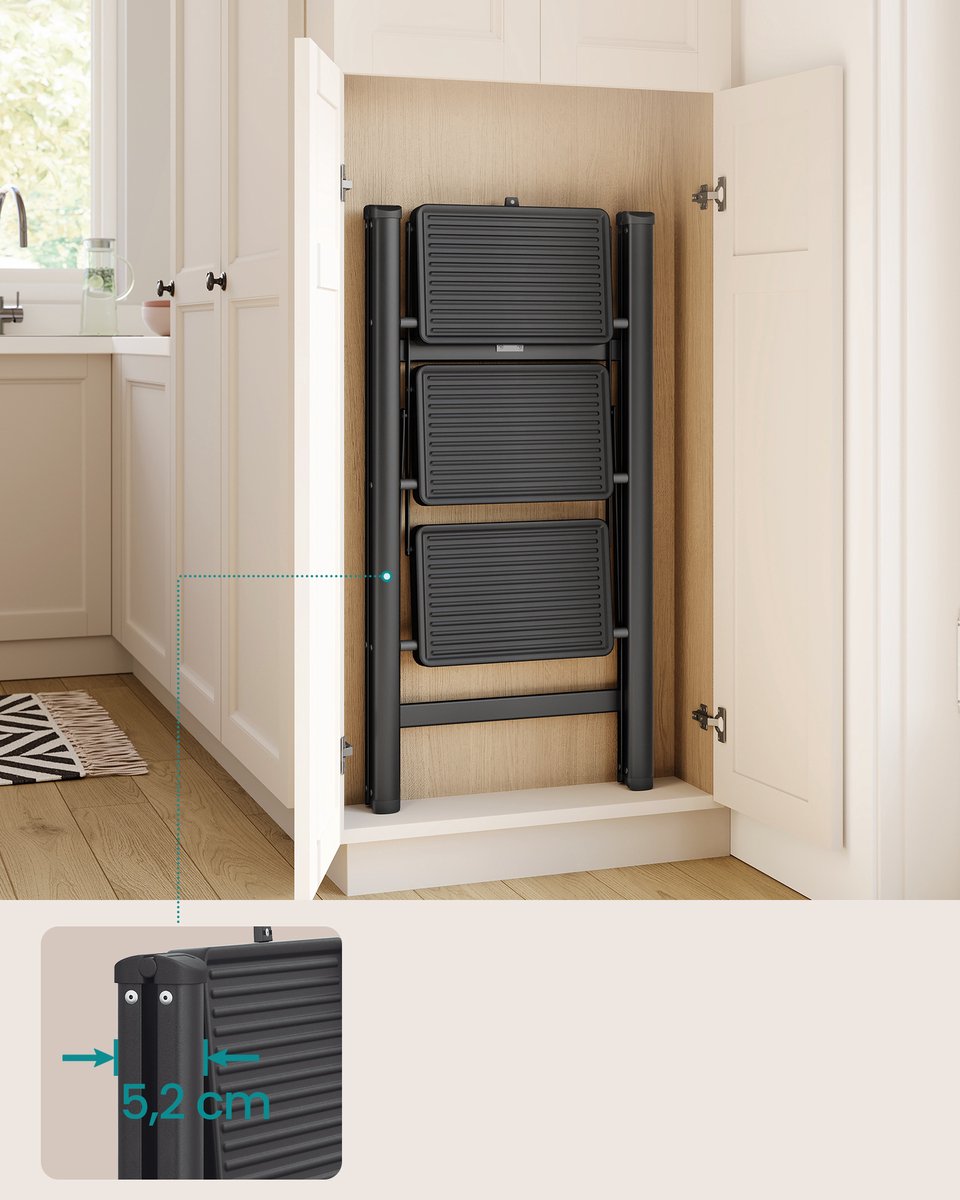 SONGMICS - Ladder - Opvouwbare Keukentrap met 3 Treden - Belastbaar tot 150 kg - Voor Thuis en Kantoor – foto 4