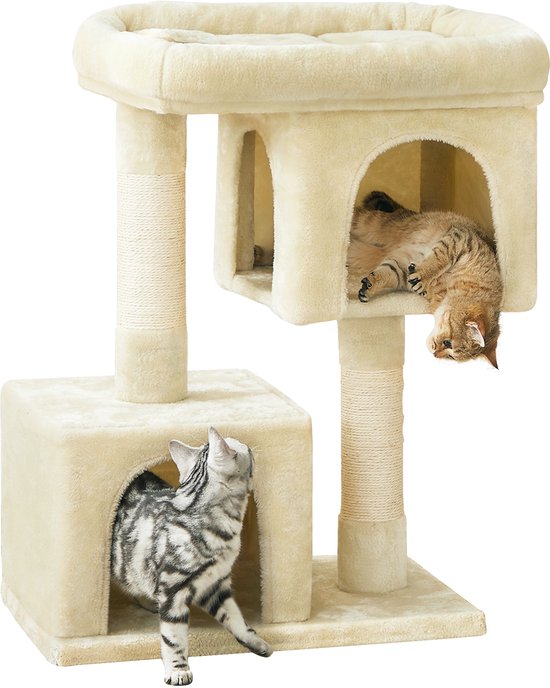 Feandrea PCT61MV2 - Krabpaal voor Katten - Grote Platform - 2 Schuilplaatsen - Krabpalen