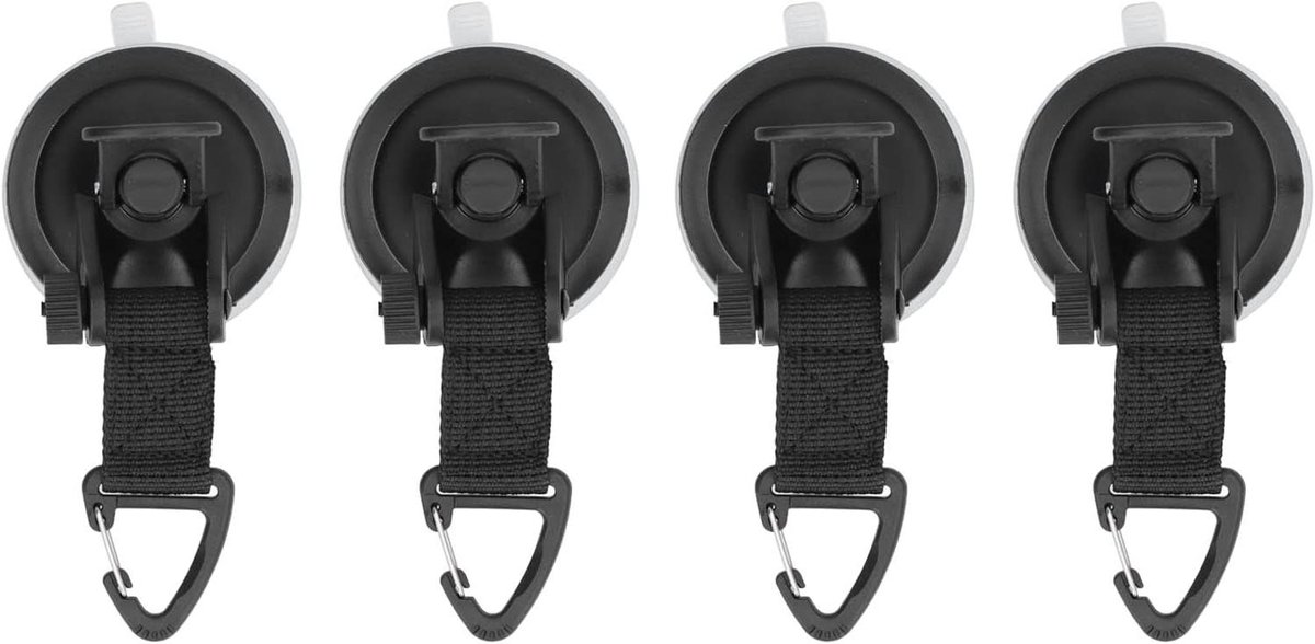Zuignap Ankers - Tie Downs - Kamperen Buiten - Ponsvrije Installatie - 6.5cm Diameter - Zwart
