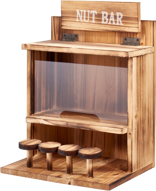 Houten eekhoorn voederhuis / silo - Nut Bar - 24 x 20 cm - voor eekhoorns - voederhuisje