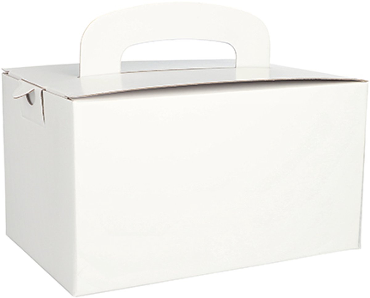 Lunch Boxen, Papstar 12,5 cm x 15,5 cm x 22,5 cm wit met handvaten | Doggybagg | per 20 stuks