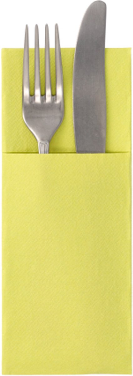 6x 50 Servetten ROYAL Collection 40 cm x 30 cm lime met bestekvouw