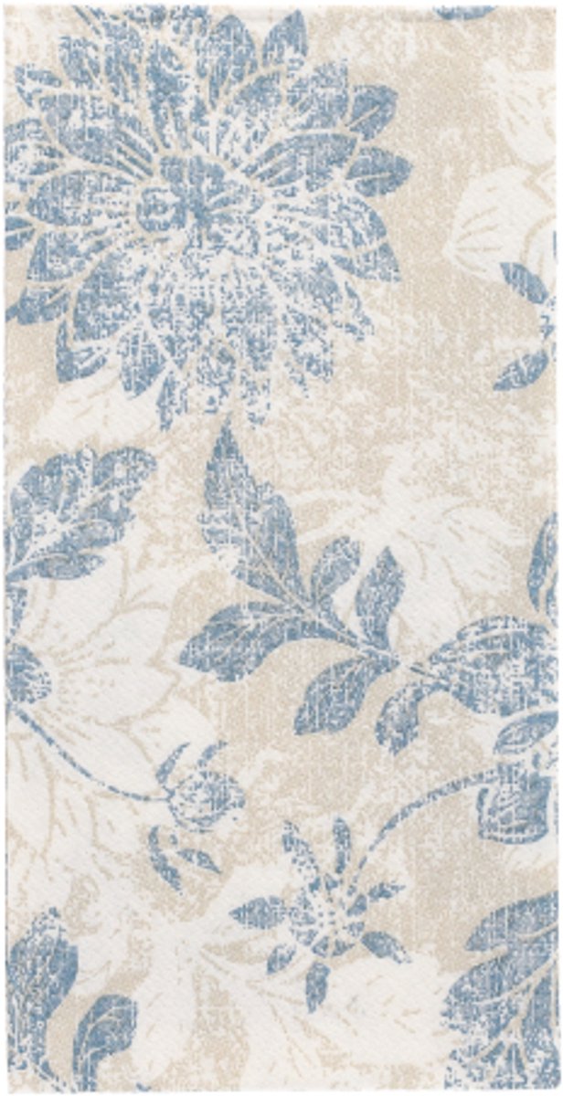 5x 50 Servetten ROYAL Collection 1/8 vouw 40 cm x 40 cm arctisch blauw Flowers