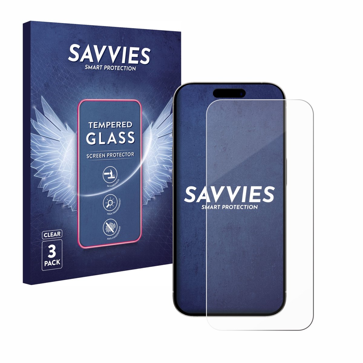 Savvies - Glas Screenprotector voor Apple iPhone 15 Pro - Gehard Beschermglas 9H 3 Stuks