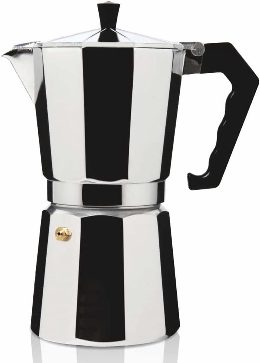 Koffiezetapparaat Mokkapot - Espresso Maker - Fornuis Gebruik - 6 Koppen Capaciteit - 11x14.5x20cm - Grijs Zwart