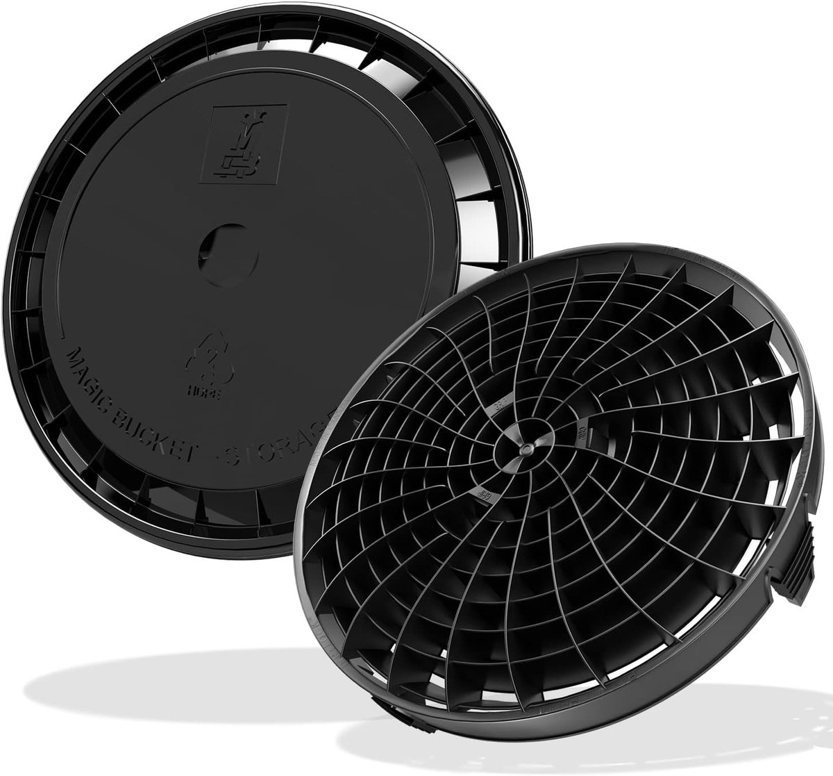 Emmer Accessoireset - Vuilinzet Deksel - Krasvrij Auto Wassen - Speciale Lamellen Vuilafscheiding - 31 Cm Diameter - Zwart