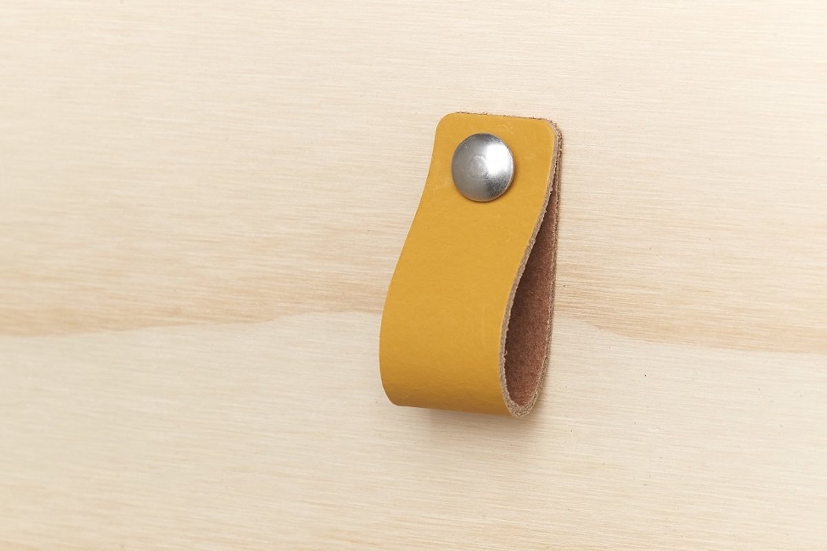 Leren handgreep Okergeel L 15x3 cm