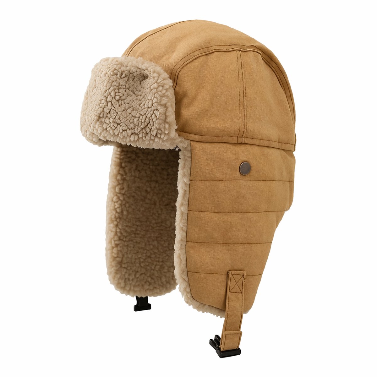 Russische Muts Sherpa – Ushanka Wintermuts met Oorflappen – Warm Gevoerd – Camel beige – Unisex