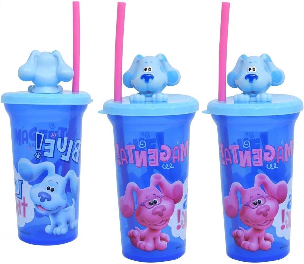 Drinkbekers met Rietjes - Kinderbekers Set - Hydratatie voor Kinderen - BPA-vrij Duurzaam Materiaal - 3 x 15 Ounces - Blauw