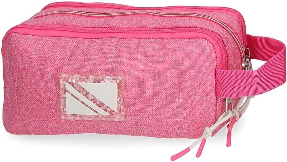 Pennenetui Drievoudig - Etui Meisjes - School Organisatie - Drie Ritsvakken - 22 x 10 x 9 cm - Roze