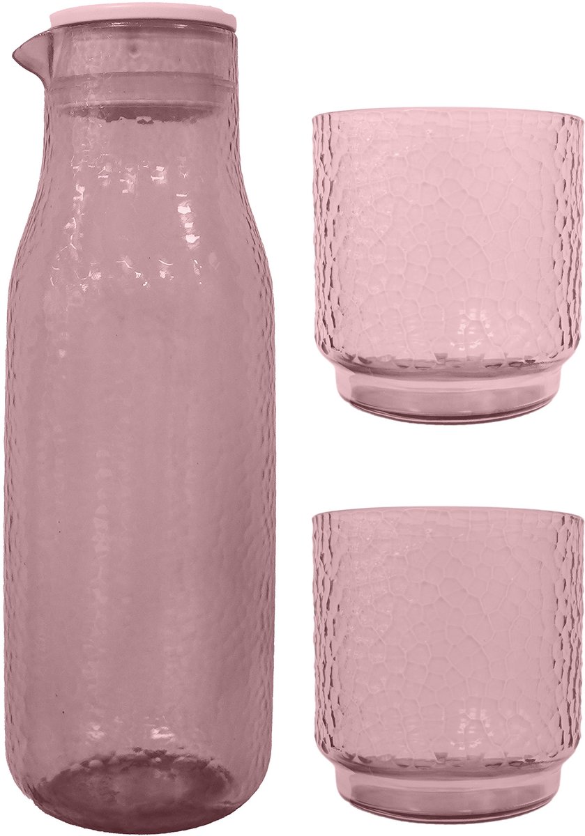 Point-Virgule - Karaf - Incl. 2 glazen - rPET - Transparant Dusty Pink