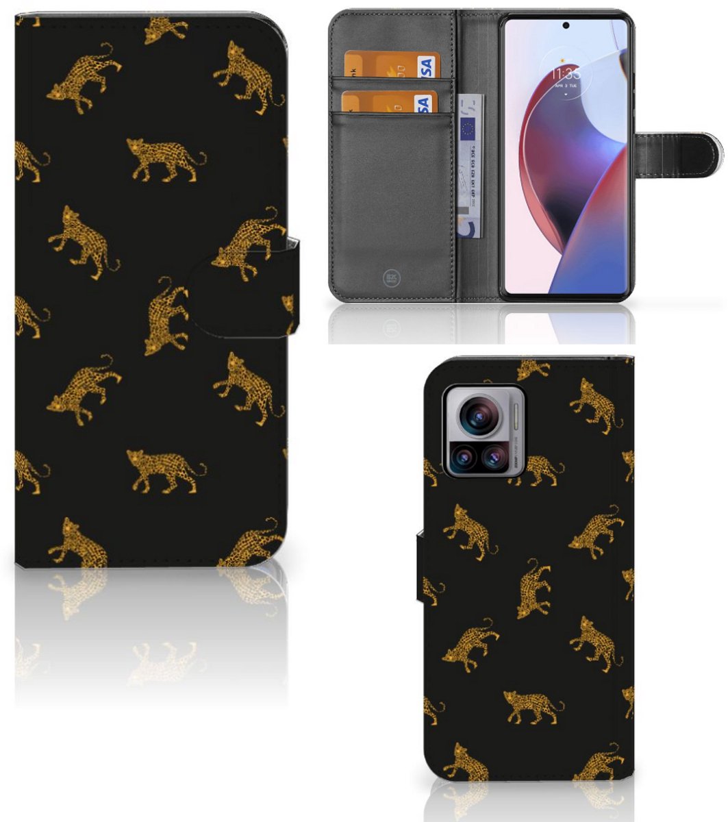 Telefoonhoesje met Pasjes voor Motorola Edge 30 Ultra Leopards