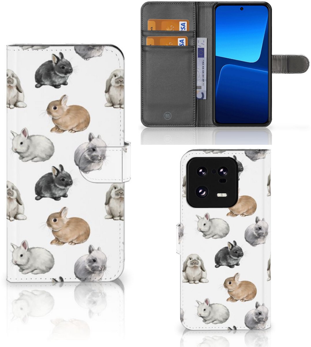 Telefoonhoesje met Pasjes voor Xiaomi 13 Pro Konijntjes