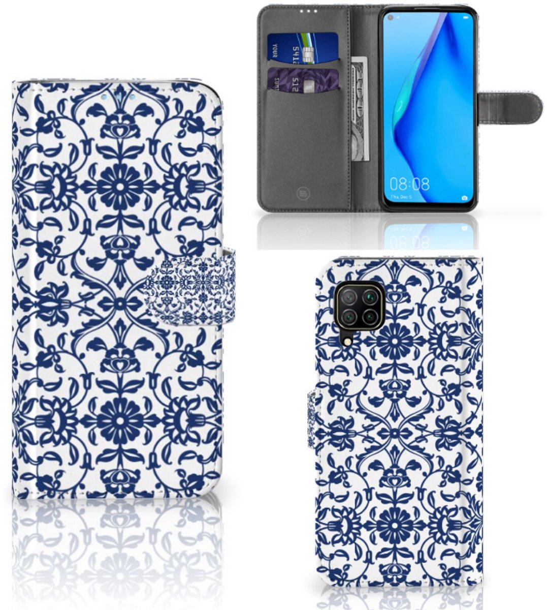 Huawei P40 Lite Hoesje Flower Blue