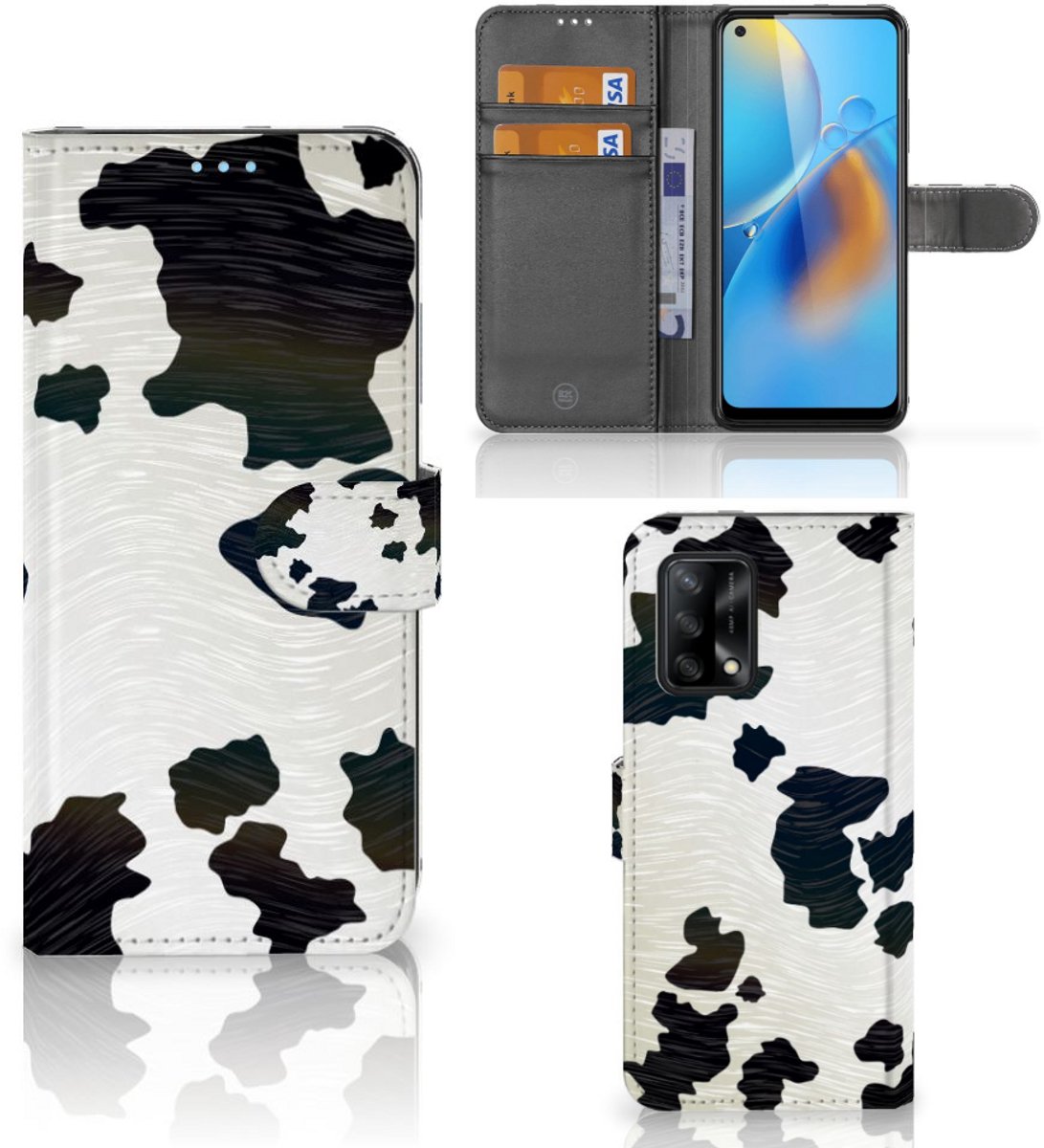 OPPO A74 4G Telefoonhoesje met Pasjes Koeienvlekken