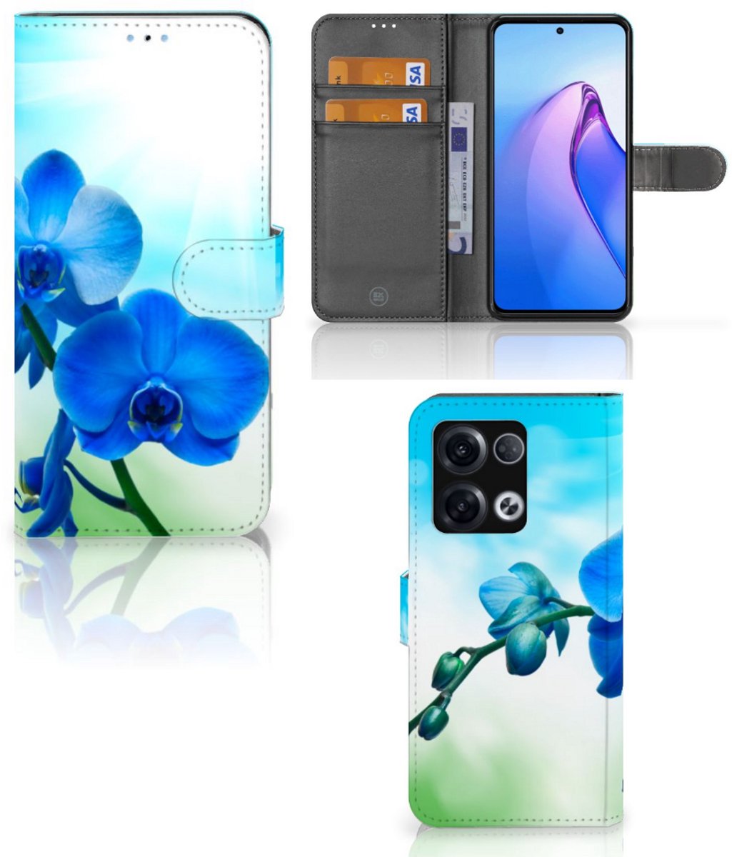 OPPO Reno8 Pro Hoesje Orchidee Blauw - Cadeau voor je Moeder