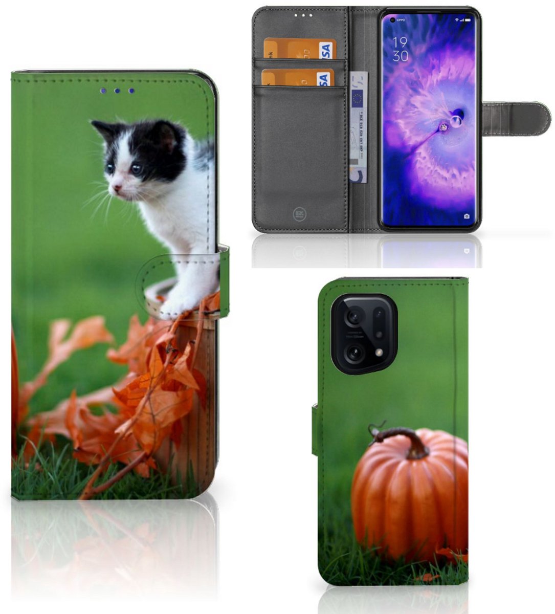 OPPO Find X5 Telefoonhoesje met Pasjes Kitten