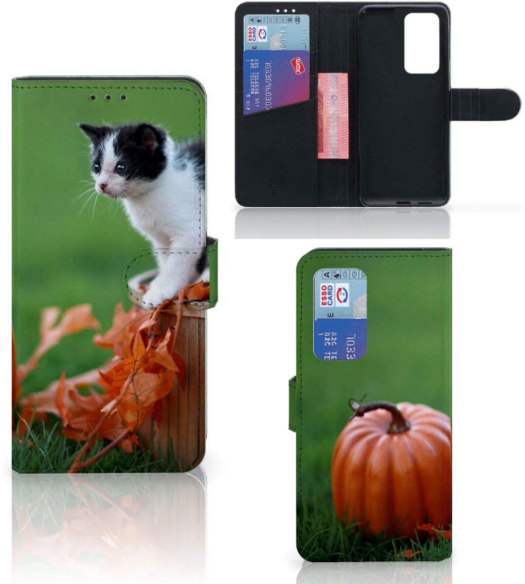 Huawei P40 Pro Telefoonhoesje met Pasjes Kitten