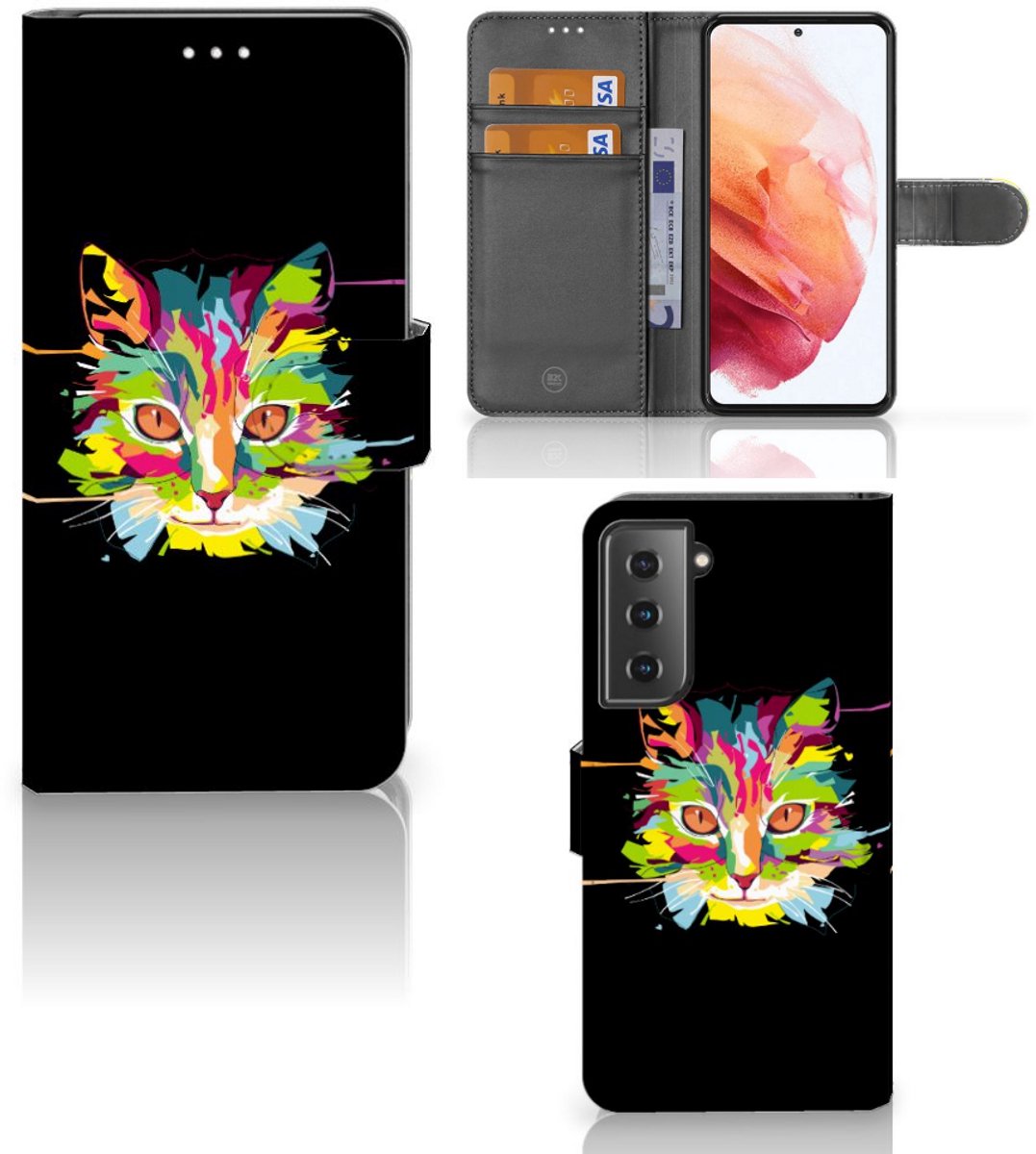 Samsung Galaxy S21 Leuk Hoesje Cat Color