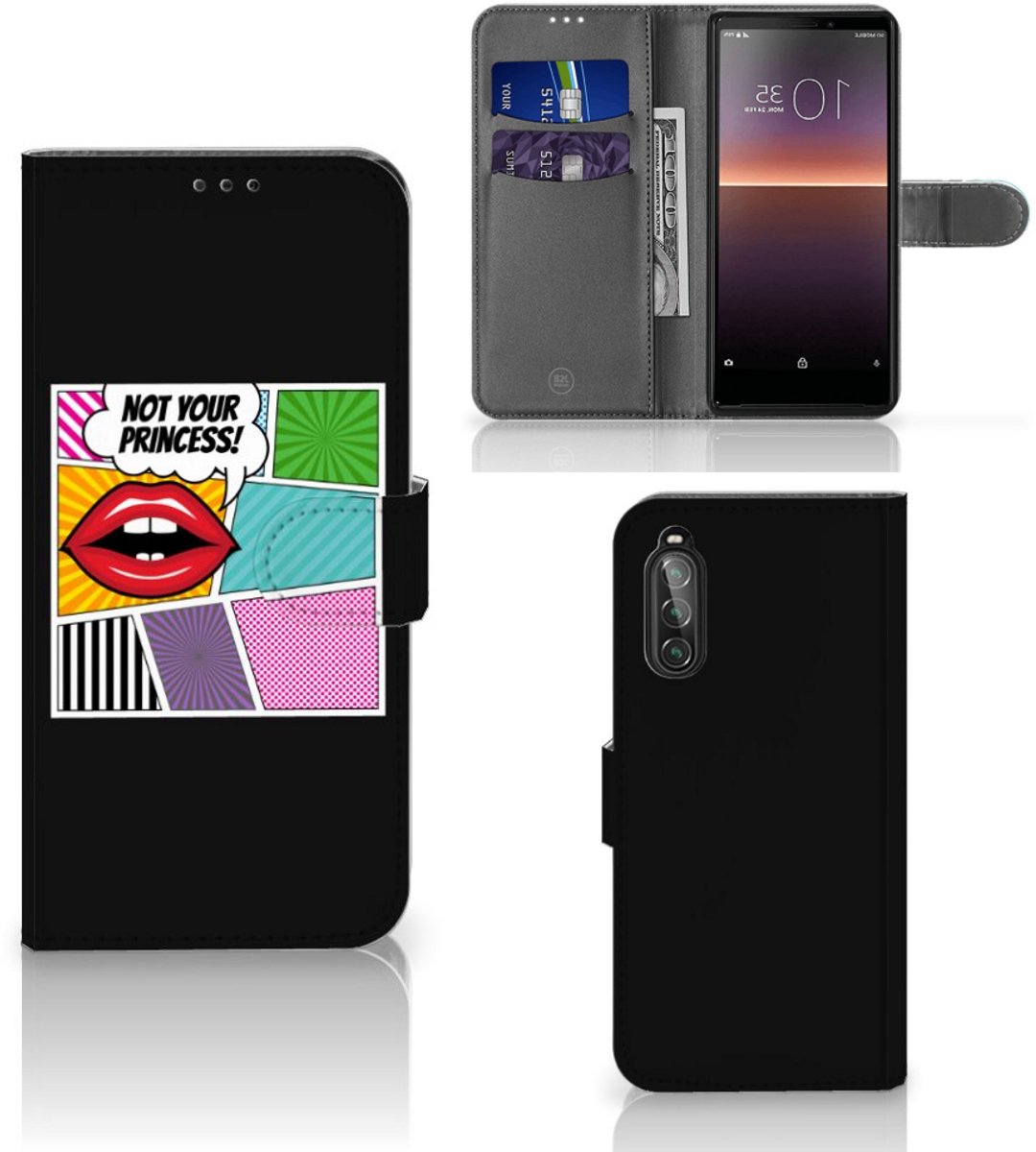 Sony Xperia 10 II Wallet Case met Pasjes Popart Princess