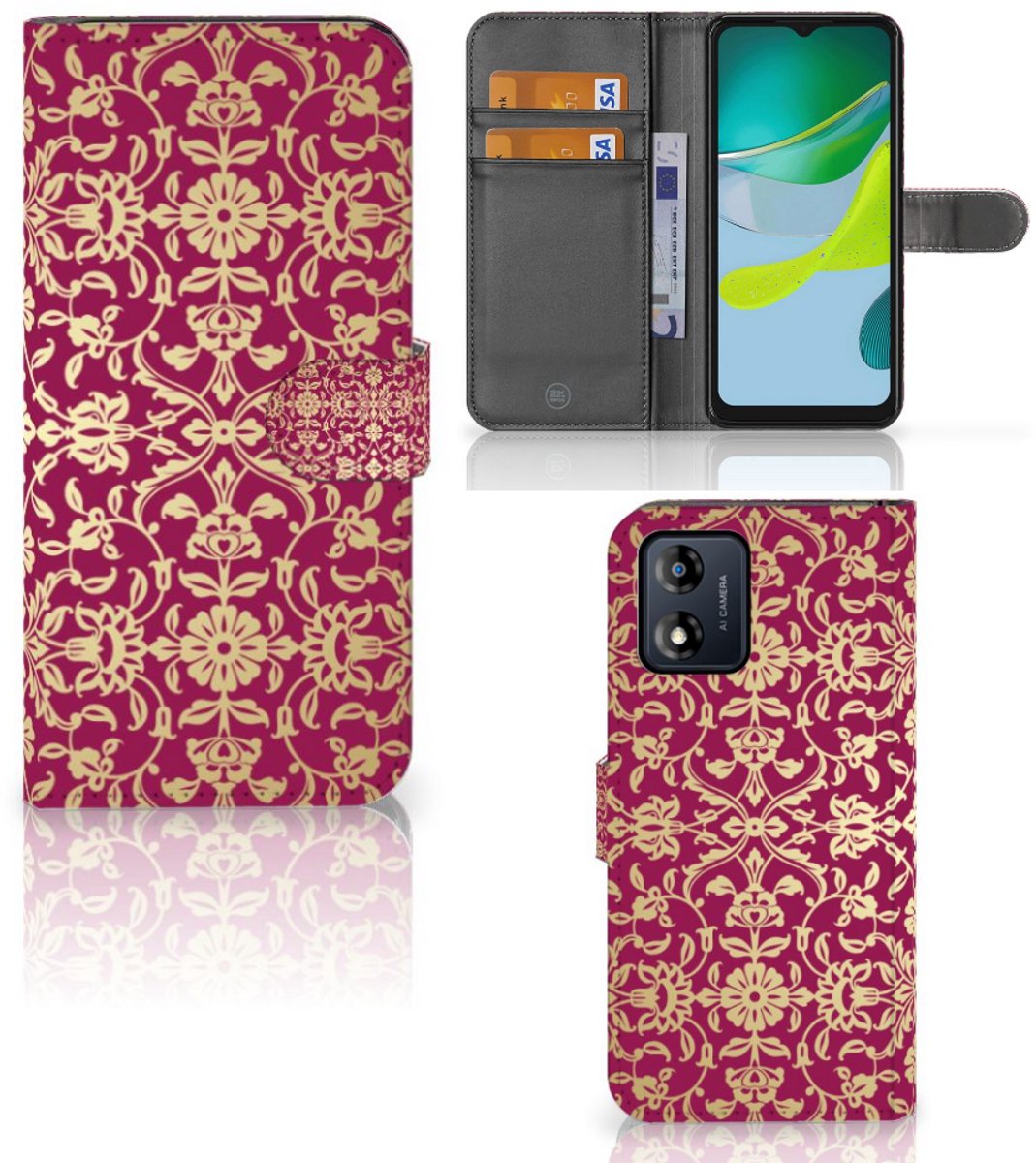 Wallet Case Motorola Moto E13 4G Barok Pink