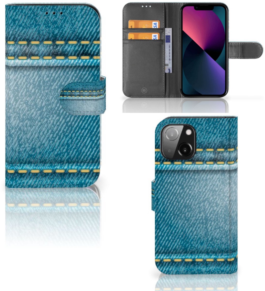 iPhone 13 Mini Wallet Case met Pasjes Jeans
