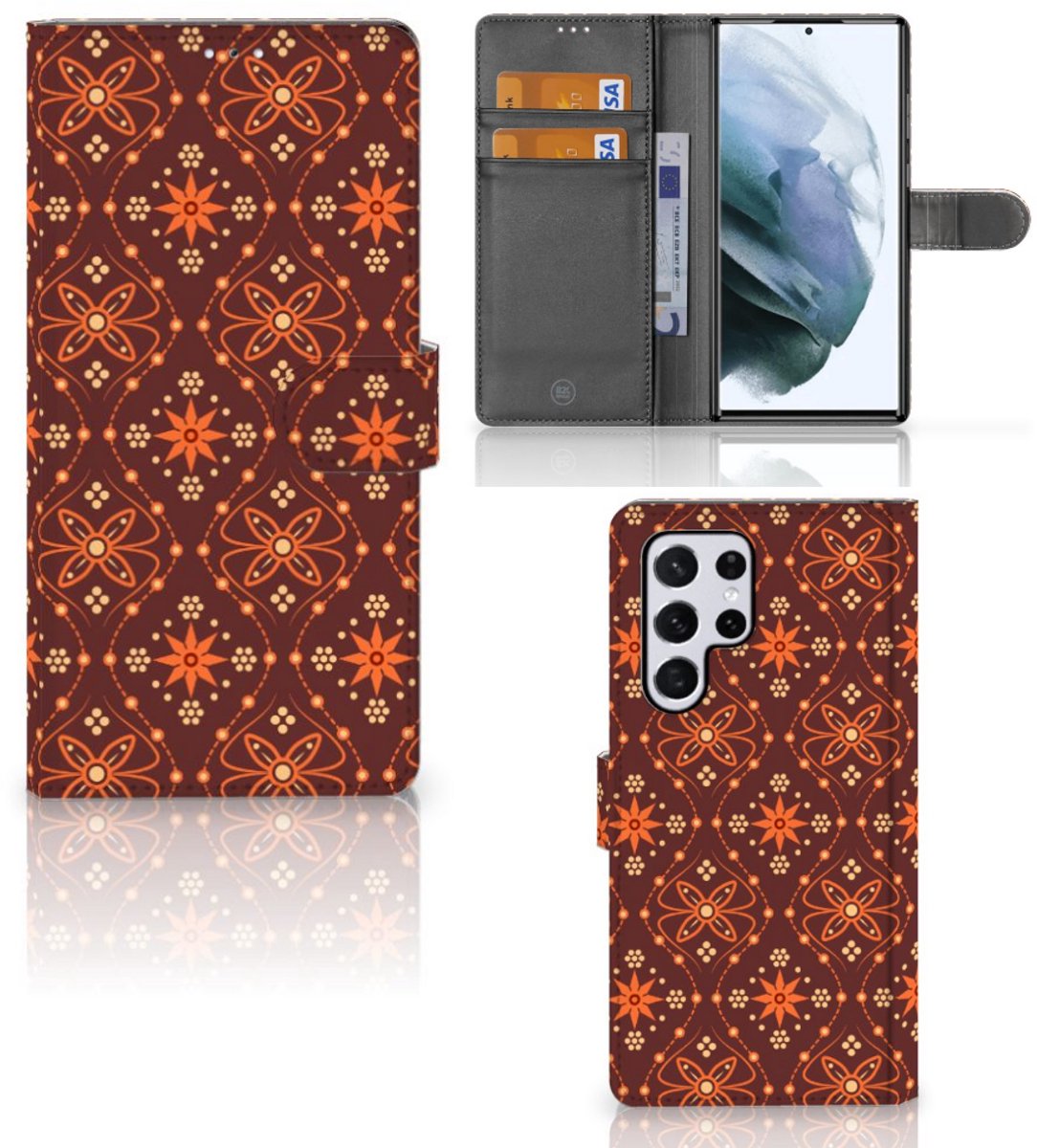 Samsung Galaxy S22 Ultra Telefoon Hoesje Batik Brown