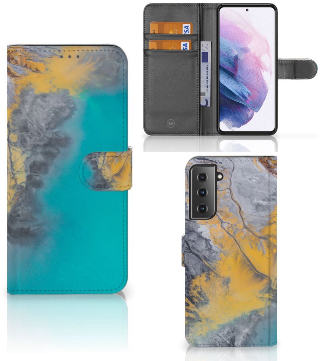 Samsung Galaxy S21 Plus Bookcase Marble Blue Gold