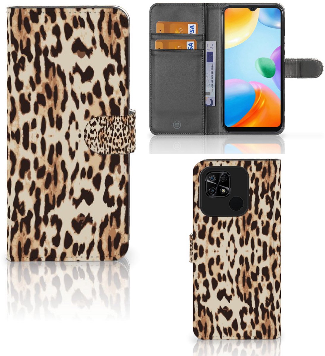 Xiaomi Redmi 10C Telefoonhoesje met Pasjes Leopard