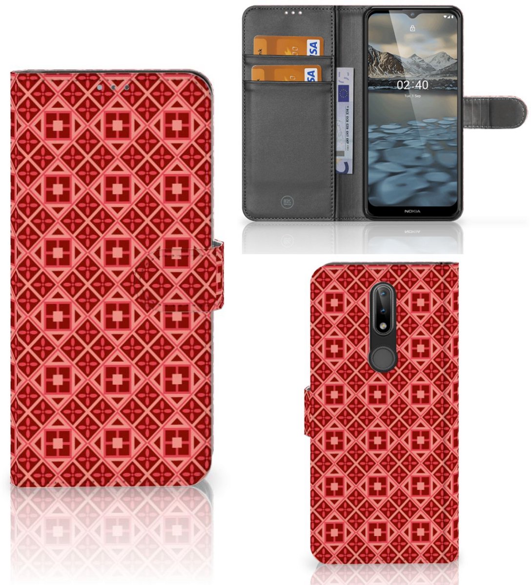 Nokia 2.4 Telefoon Hoesje Batik Rood