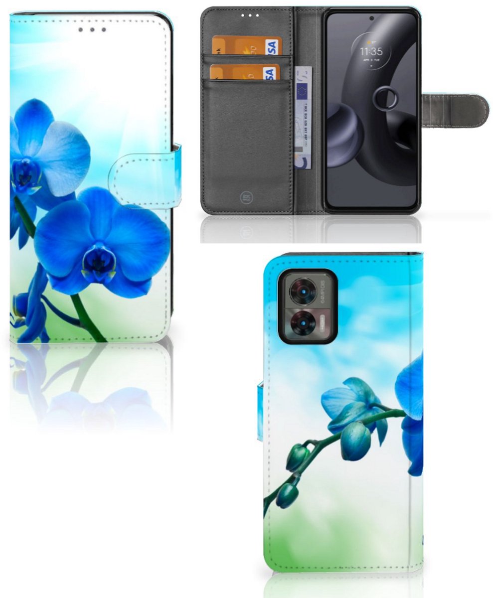 Motorola Edge 30 Neo Hoesje Orchidee Blauw - Cadeau voor je Moeder