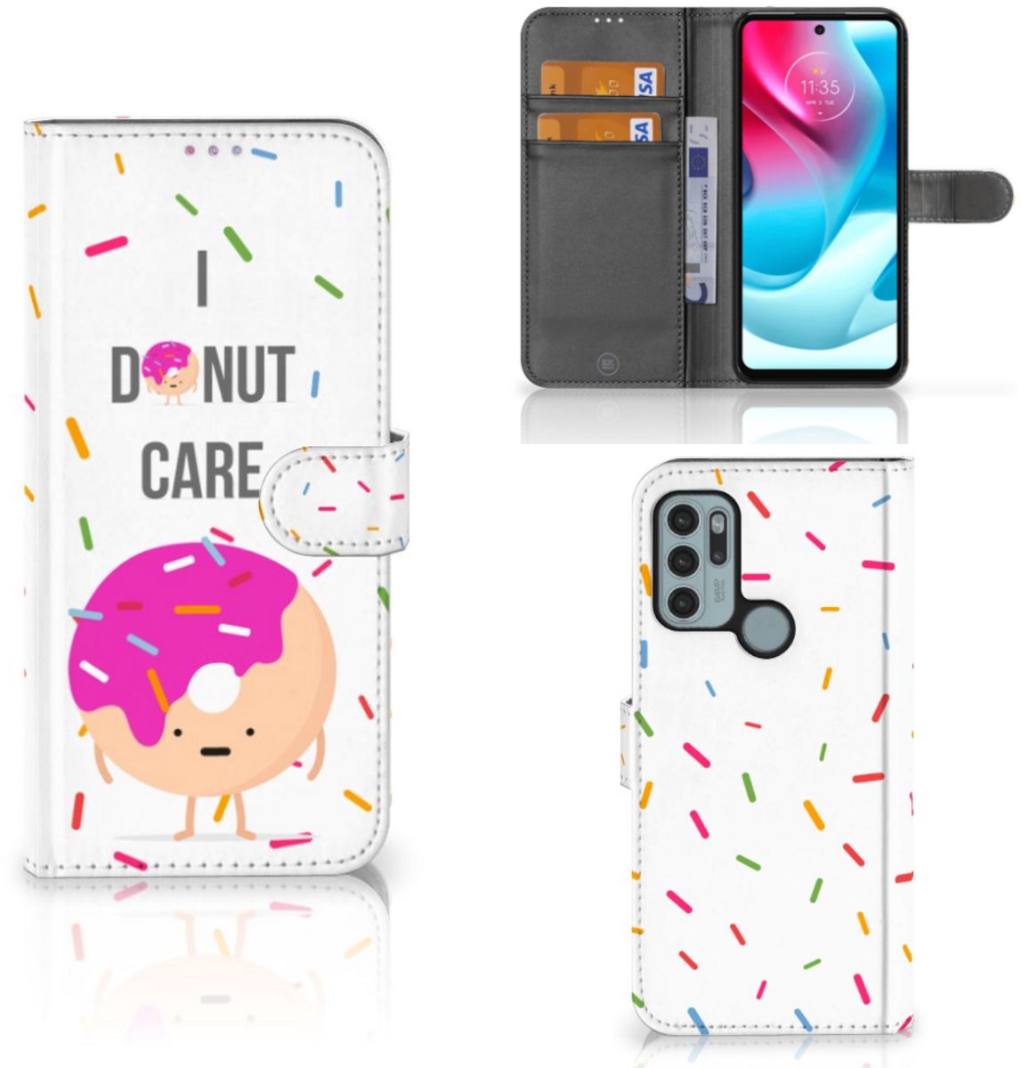 Motorola Moto G60s Book Cover Donut Roze