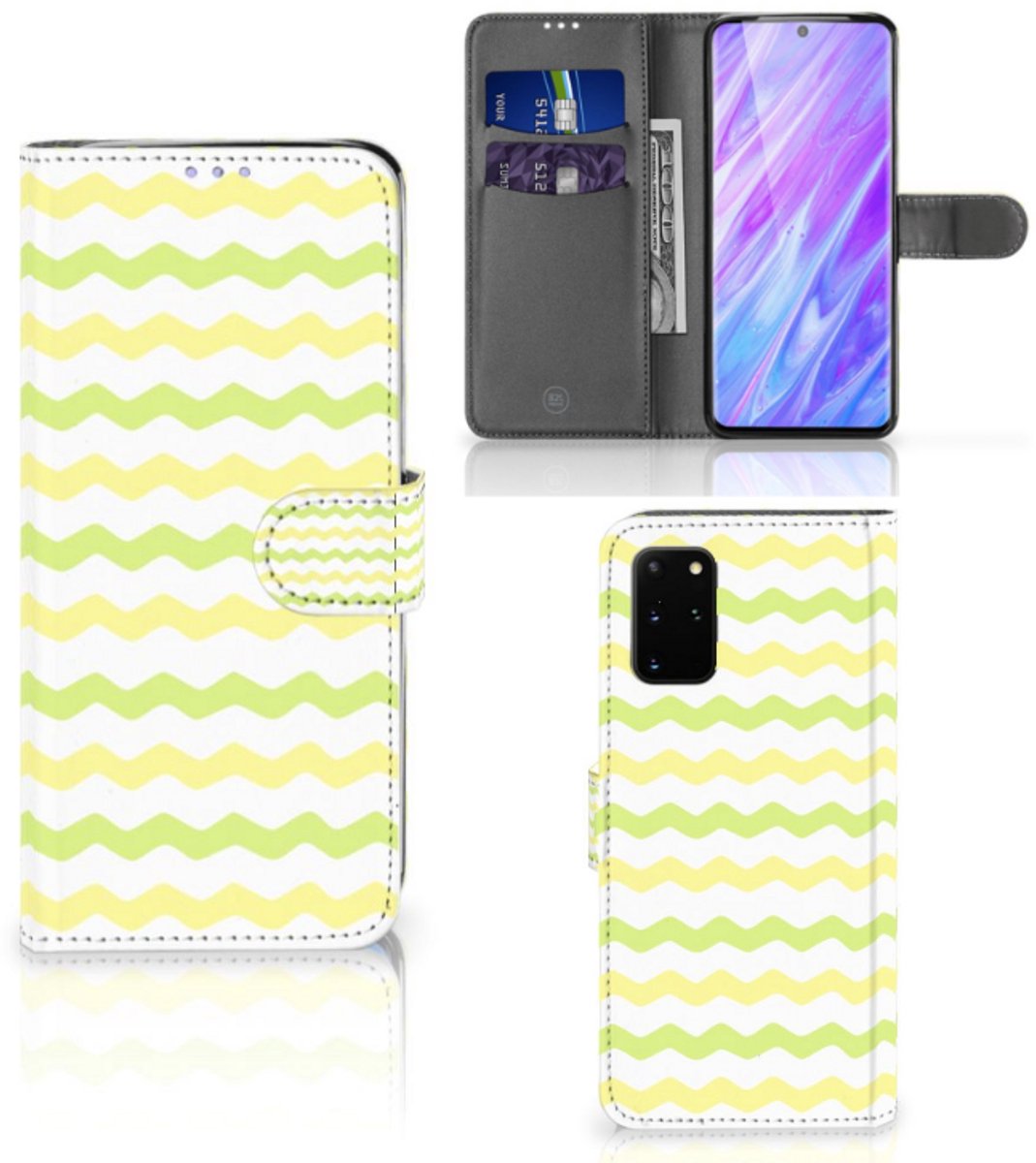 Boekhoesje voor Samsung Galaxy S20 Plus Telefoon Hoesje Waves Yellow