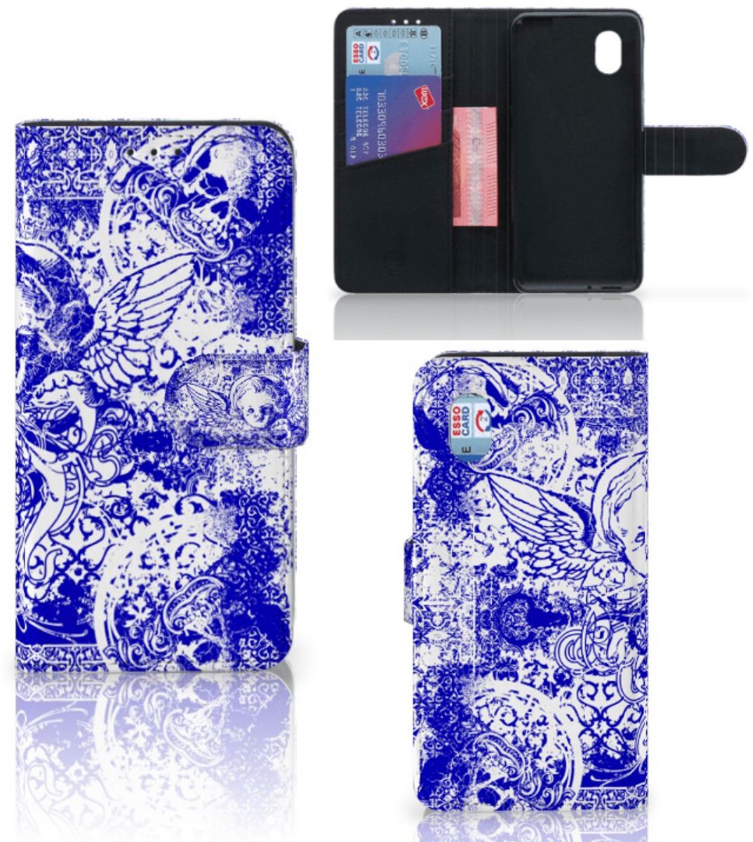 Telefoonhoesje met Naam Alcatel 1B (2020) Angel Skull Blauw