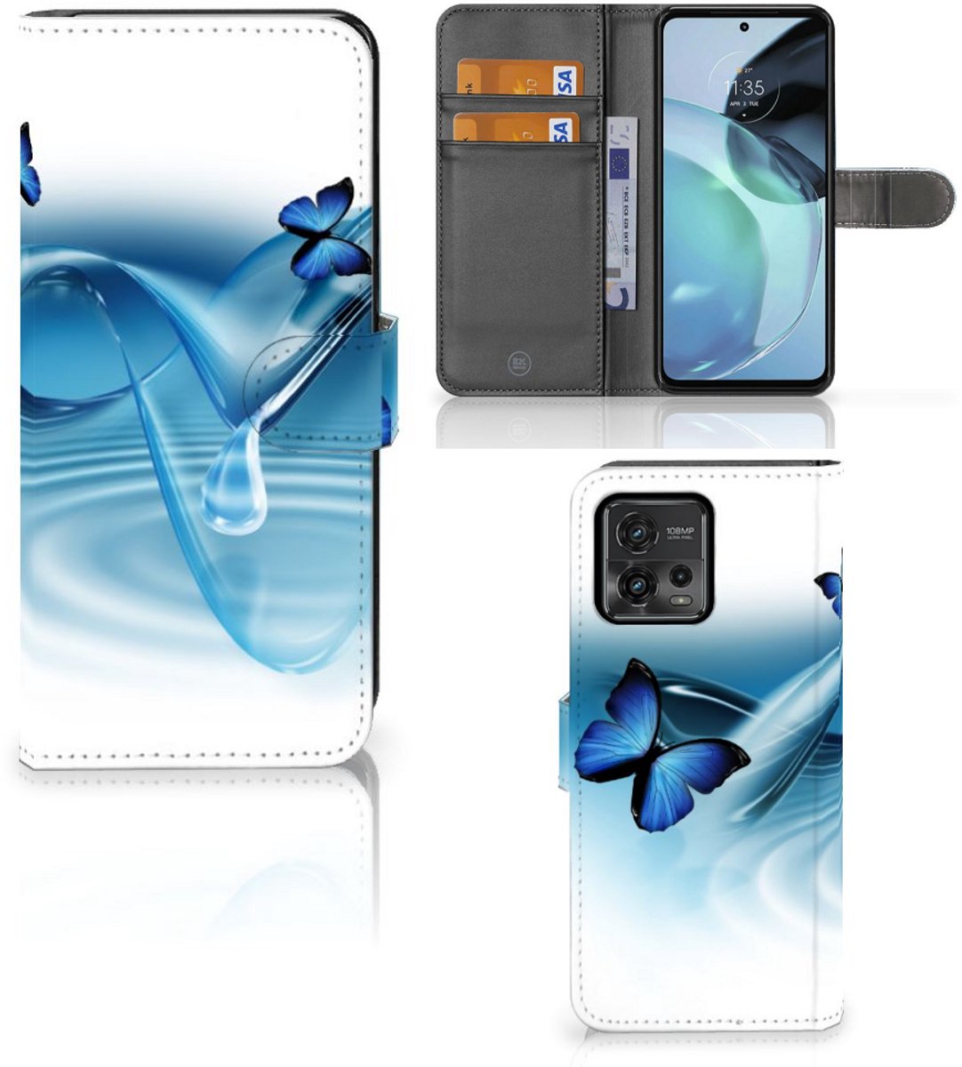 Motorola Moto G72 Telefoonhoesje met Pasjes Vlinders