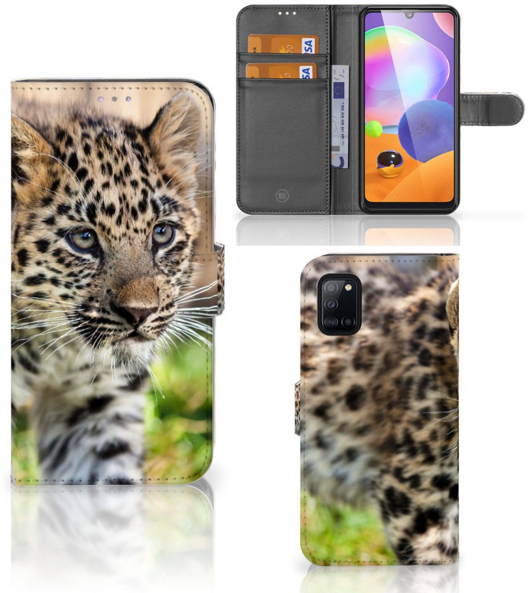Samsung Galaxy A31 Telefoonhoesje met Pasjes Baby Luipaard