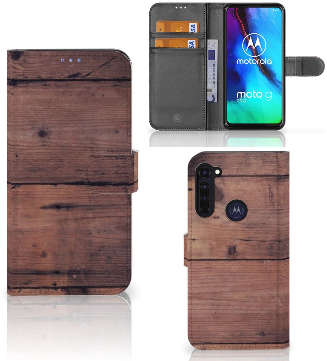 Motorola Moto G Pro Book Style Case Old Wood