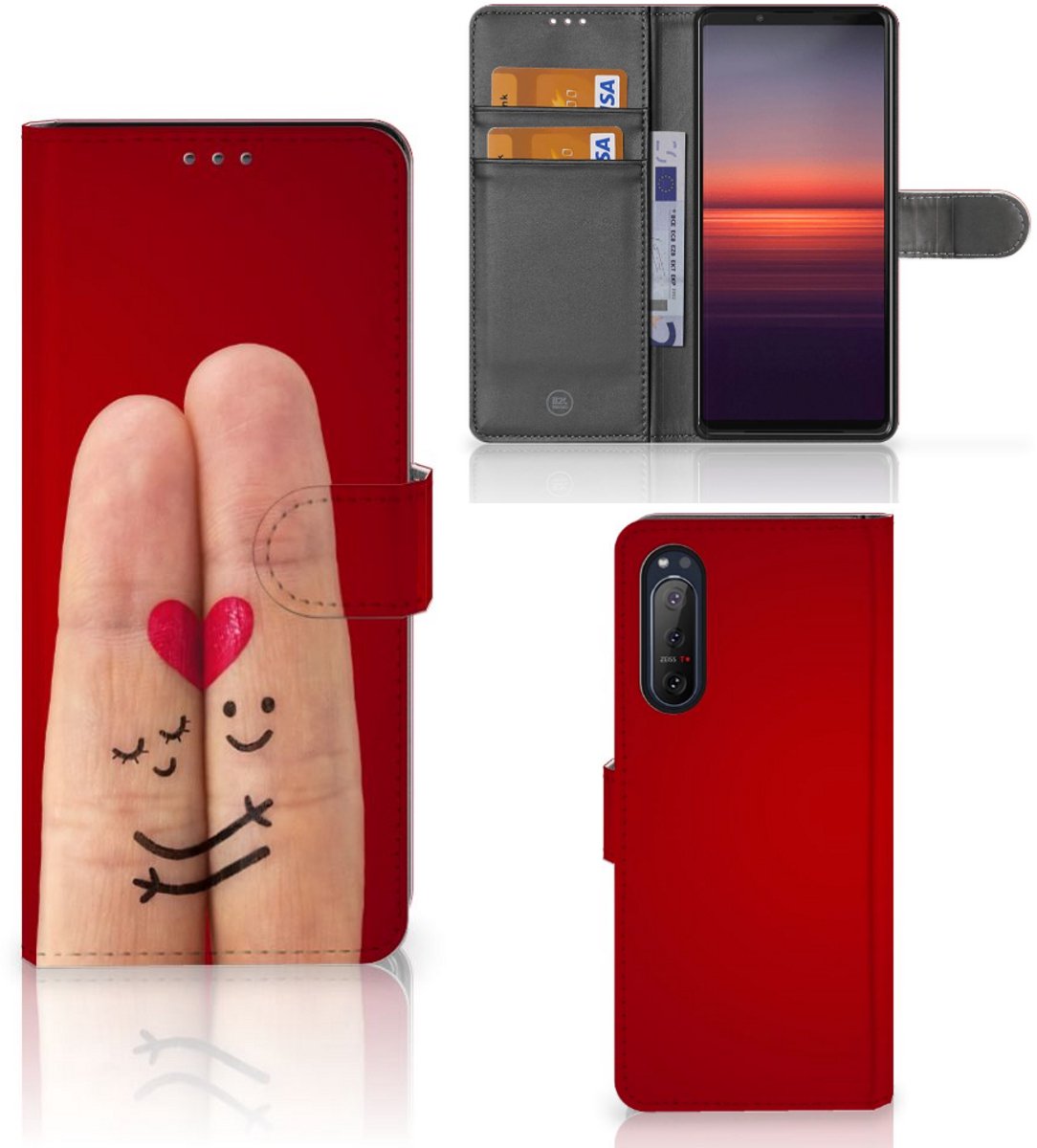 Sony Xperia 5II Wallet Case met Pasjes Liefde - Origineel Romantisch Cadeau
