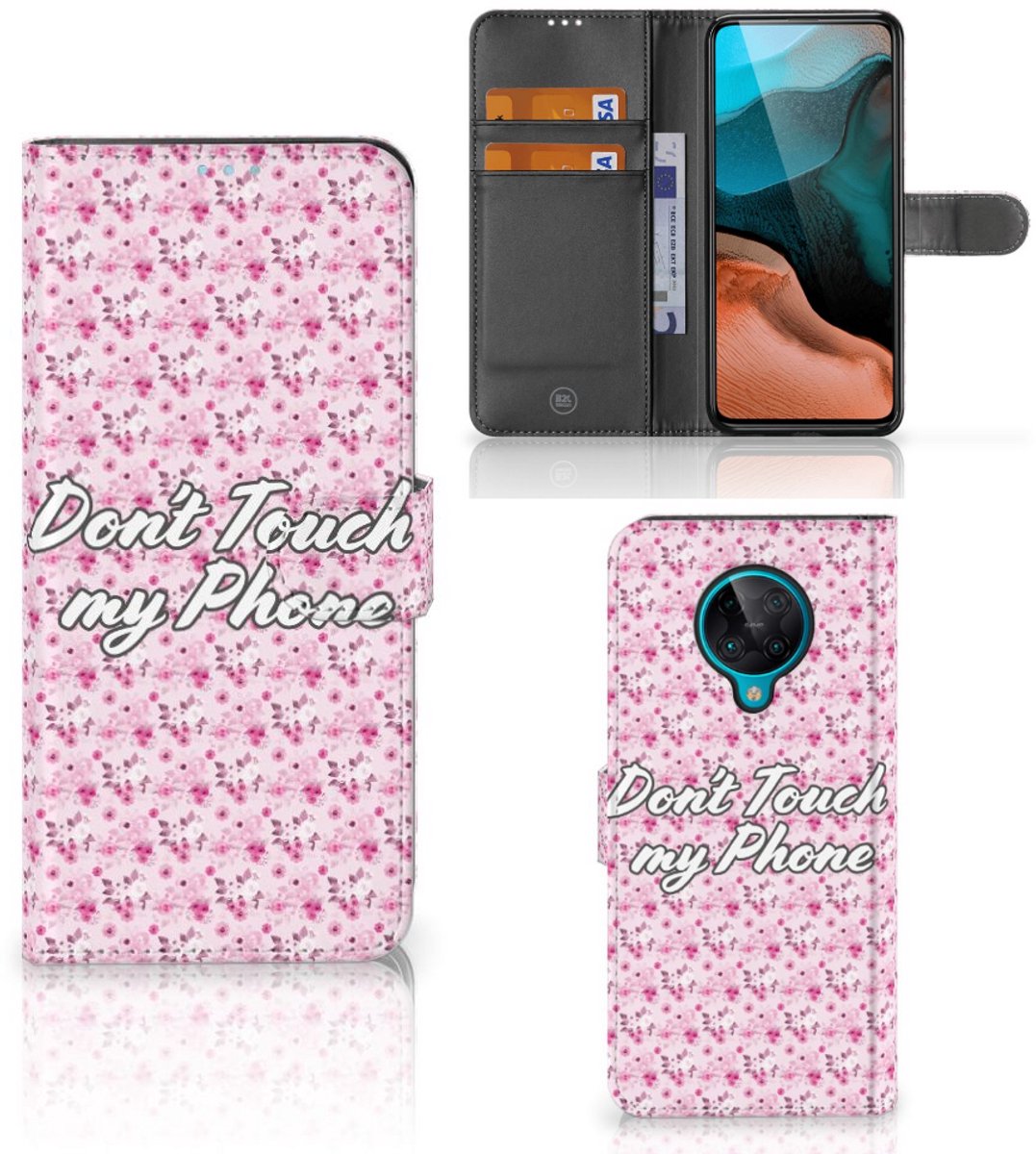 Xiaomi Poco F2 Pro Portemonnee Hoesje Flowers Pink DTMP