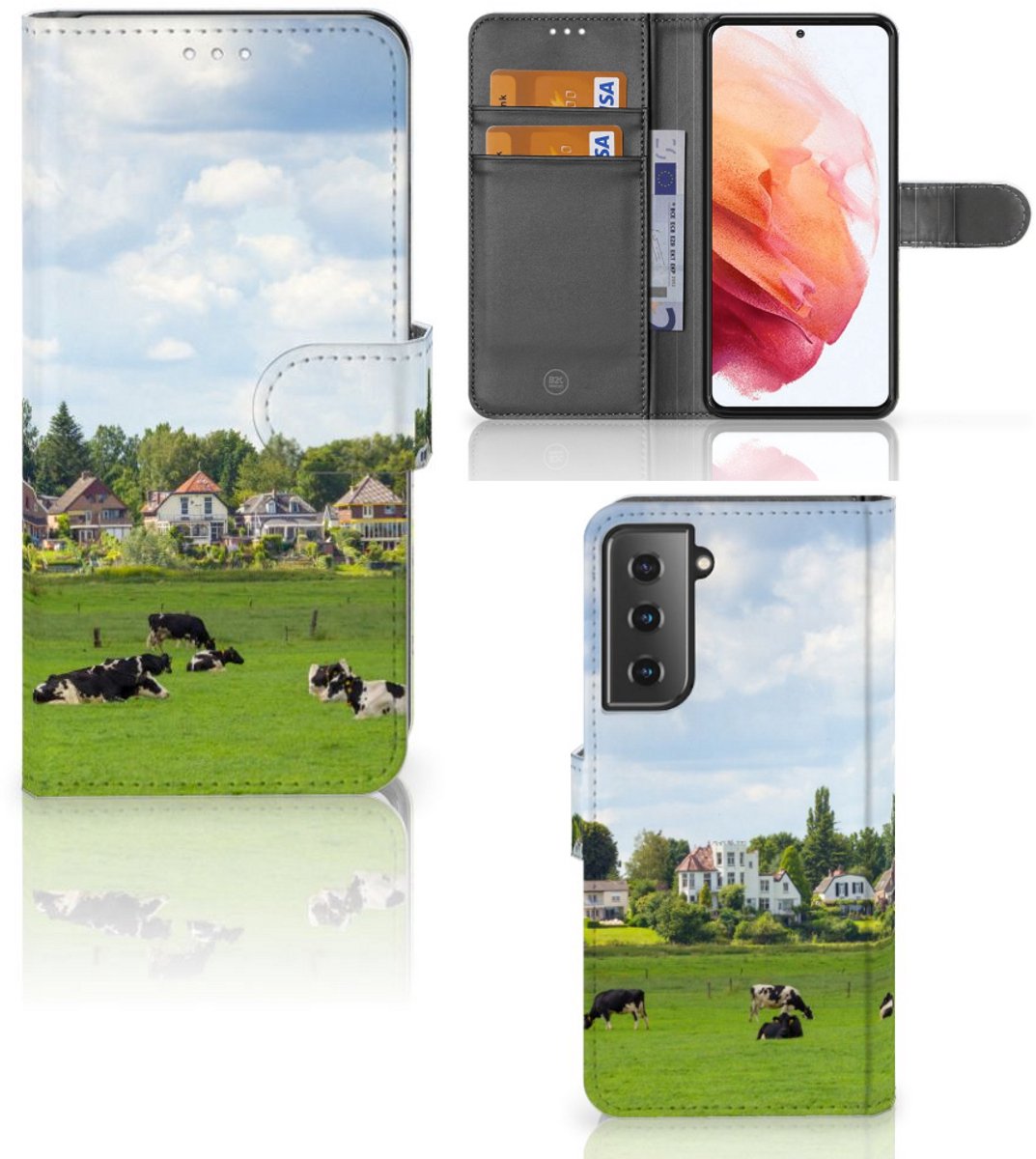 Samsung Galaxy S21 Telefoonhoesje met Pasjes Koeien