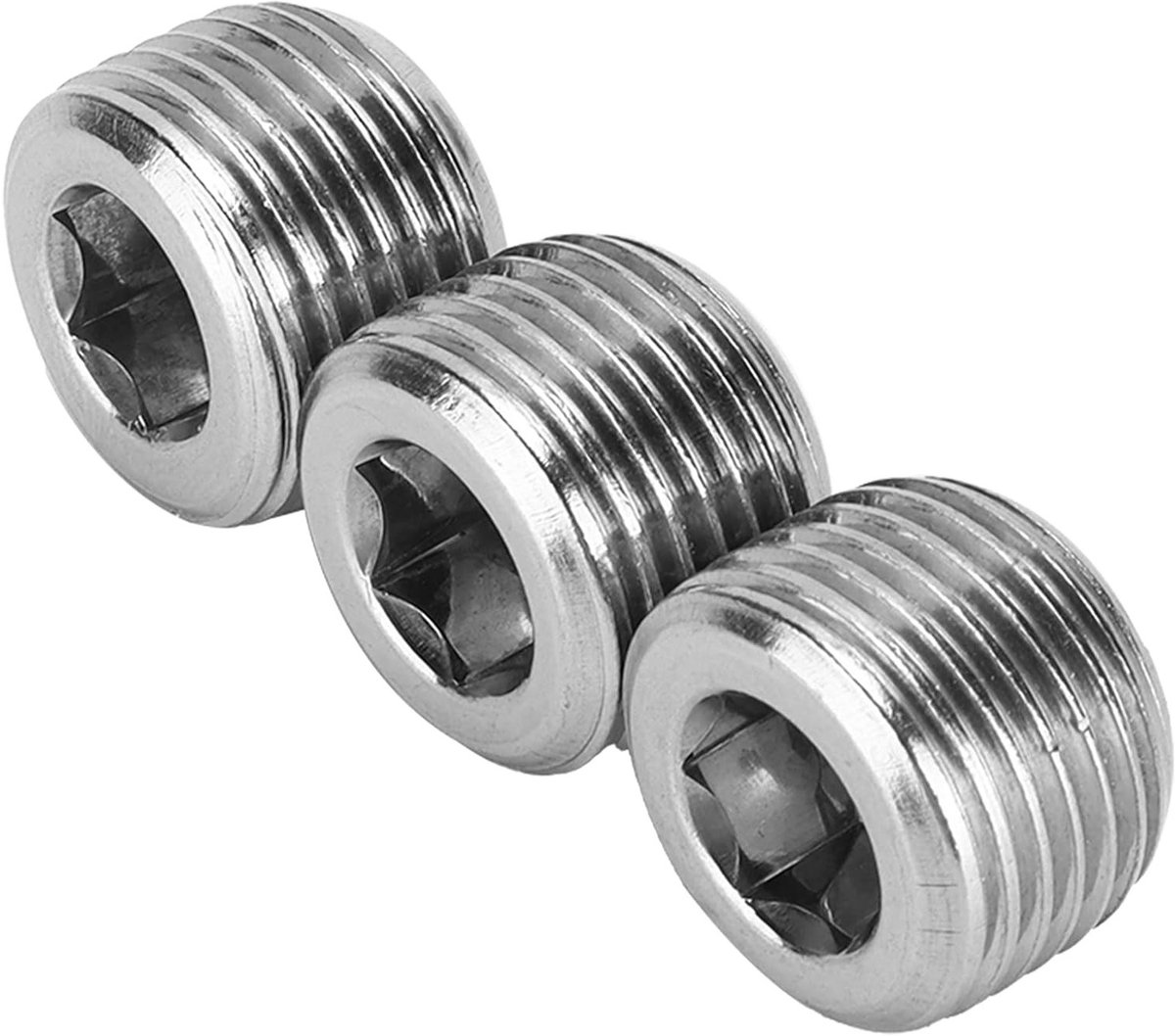Set van 3 Stuks 1/2 Inch NPT Pijppluggen van RVS - Draadverbinding voor Auto Accessoires en Mechanische Toepassingen