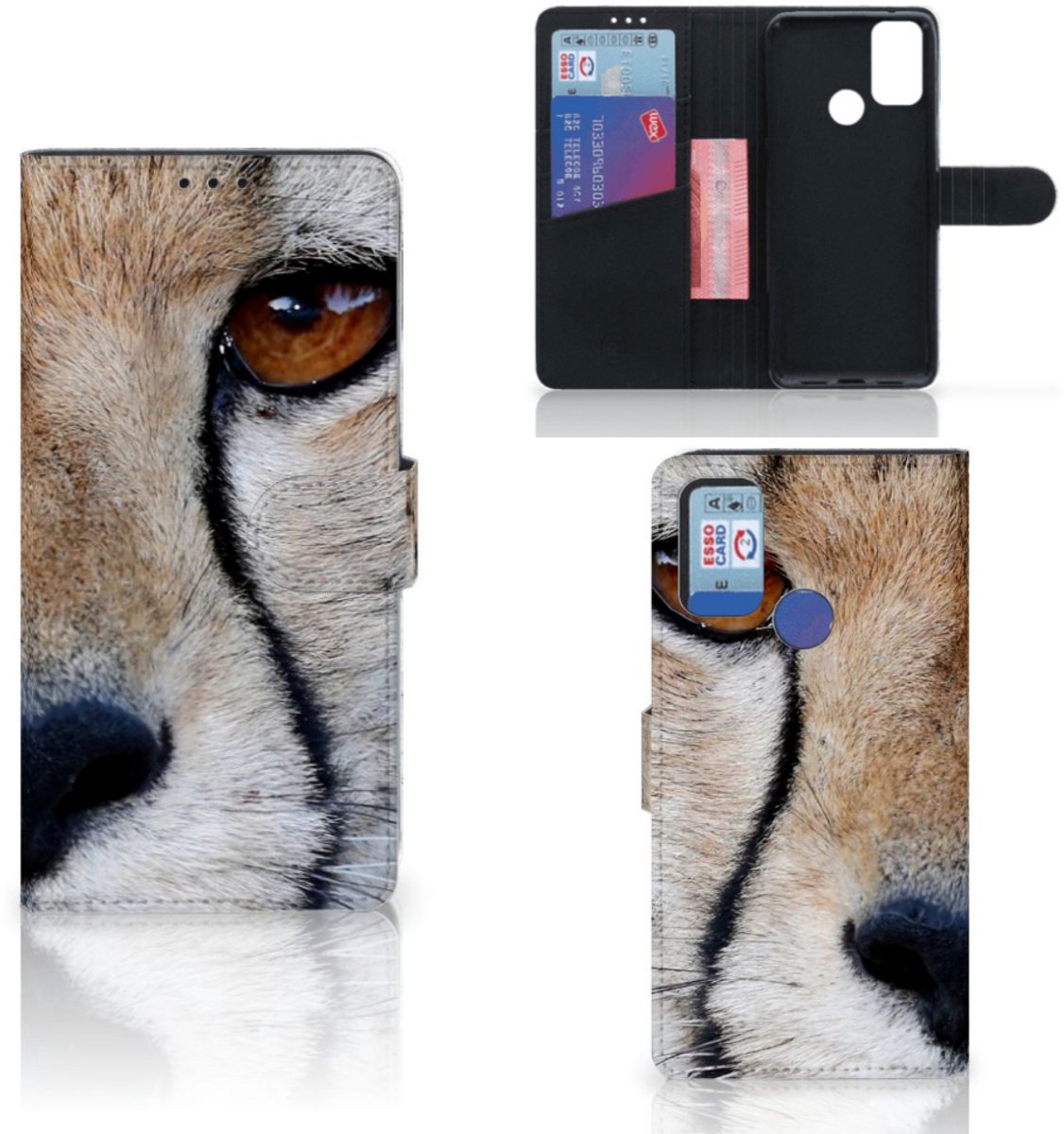 Book Case voor Alcatel 1S (2021) Telefoonhoesje met Pasjes Cheetah