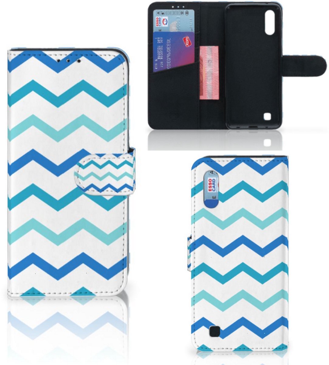 Samsung Galaxy M10 Telefoon Hoesje Zigzag Blauw