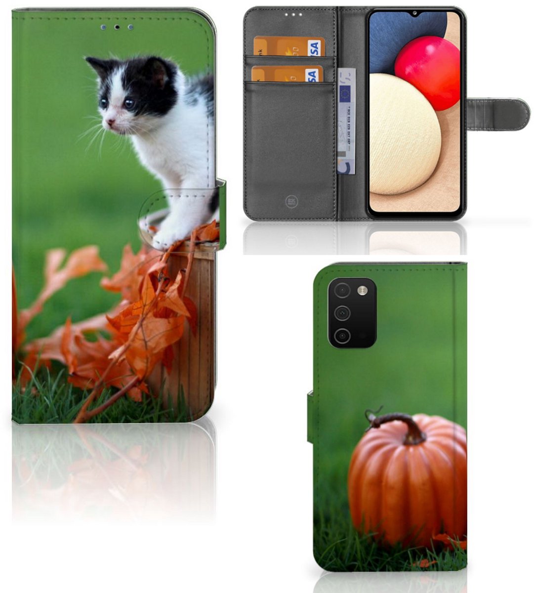 Samsung Galaxy A03s Telefoonhoesje met Pasjes Kitten