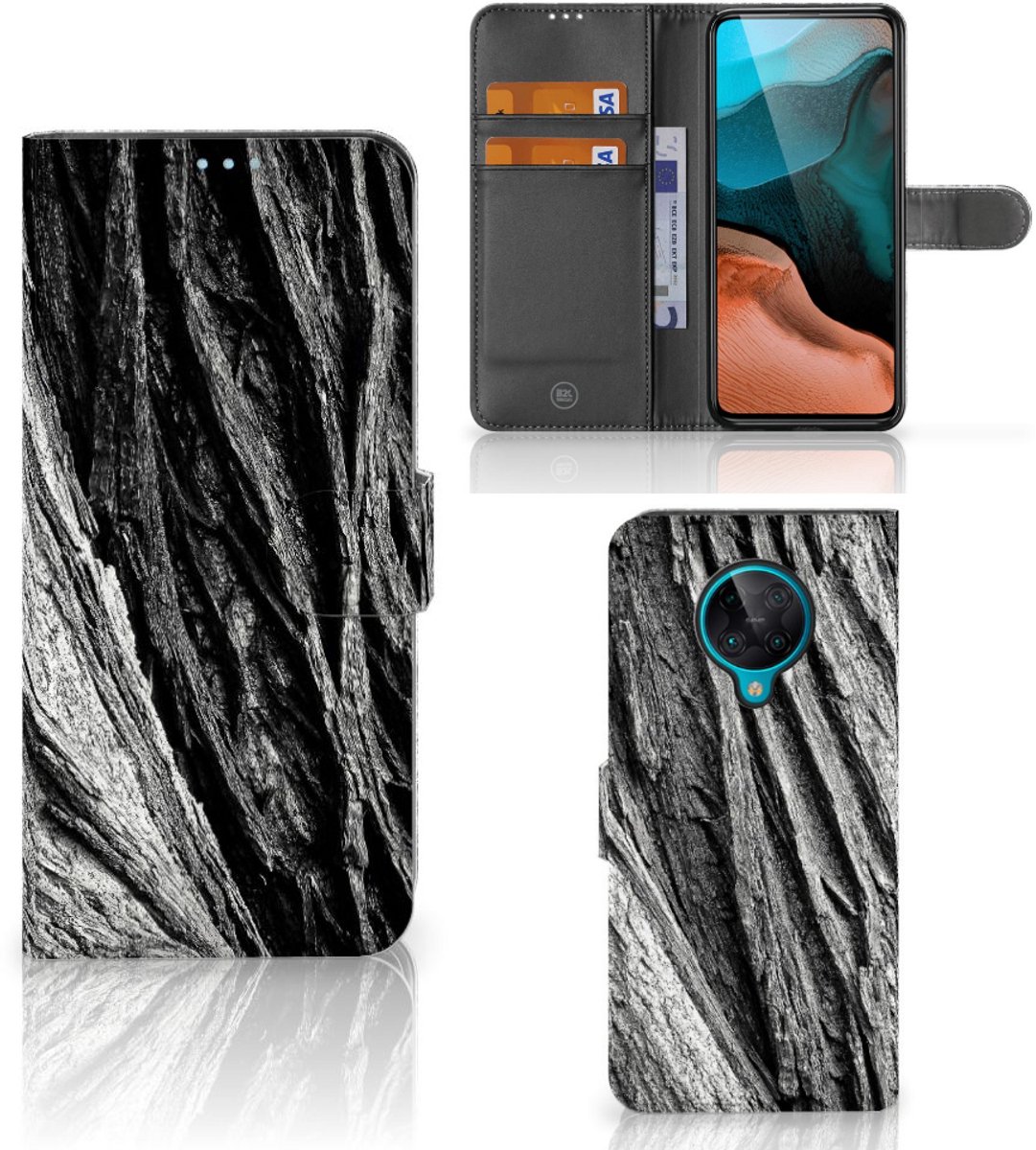 Book Style Case Xiaomi Poco F2 Pro Boomschors Grijs