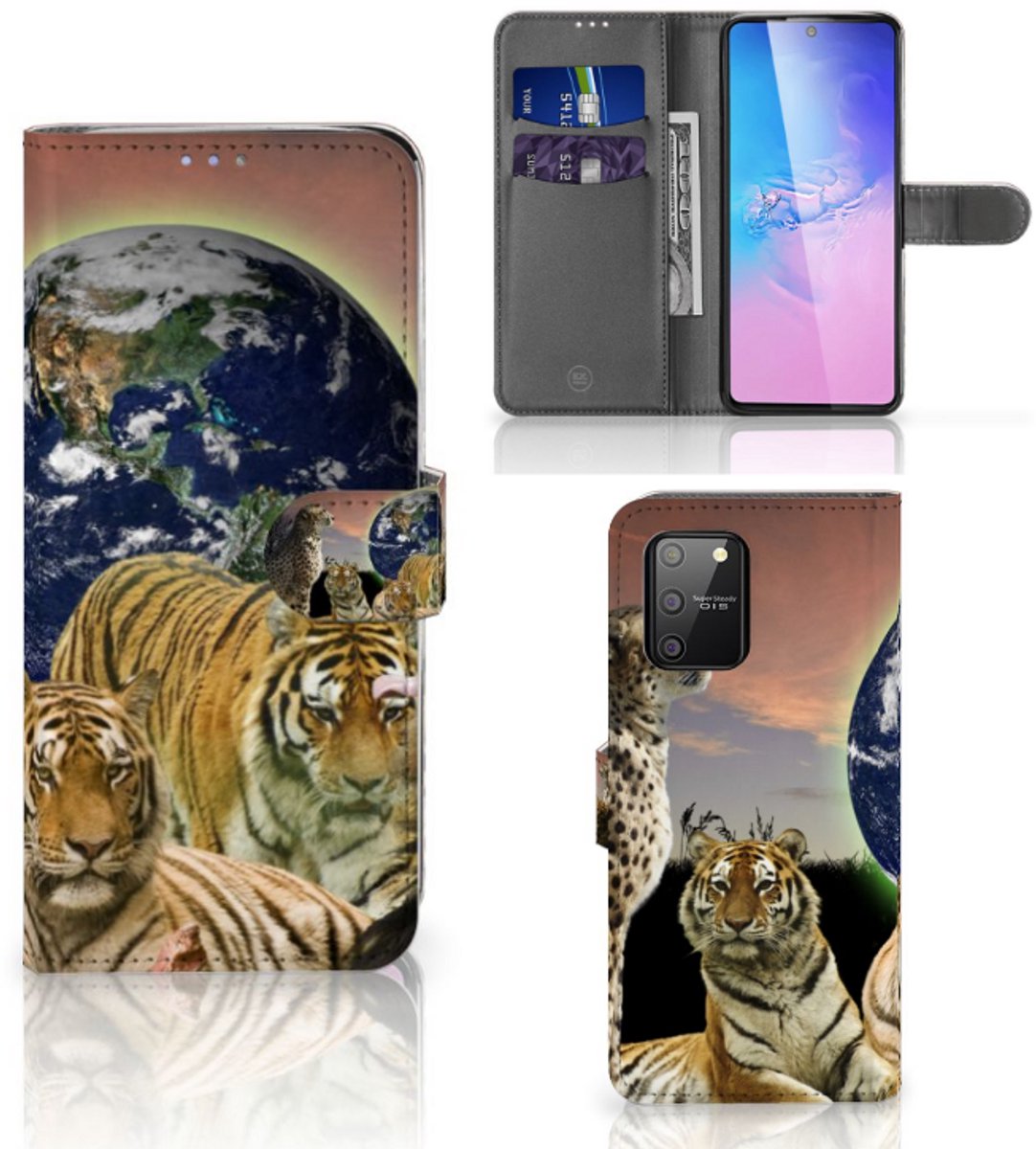 Samsung S10 Lite Telefoonhoesje met Pasjes Roofdieren