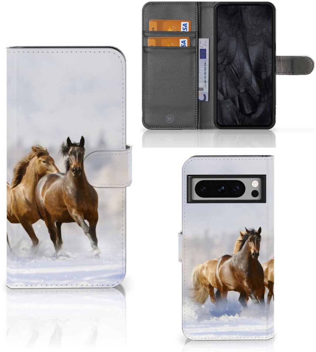 Google Pixel 8 Pro Telefoonhoesje met Pasjes Paarden