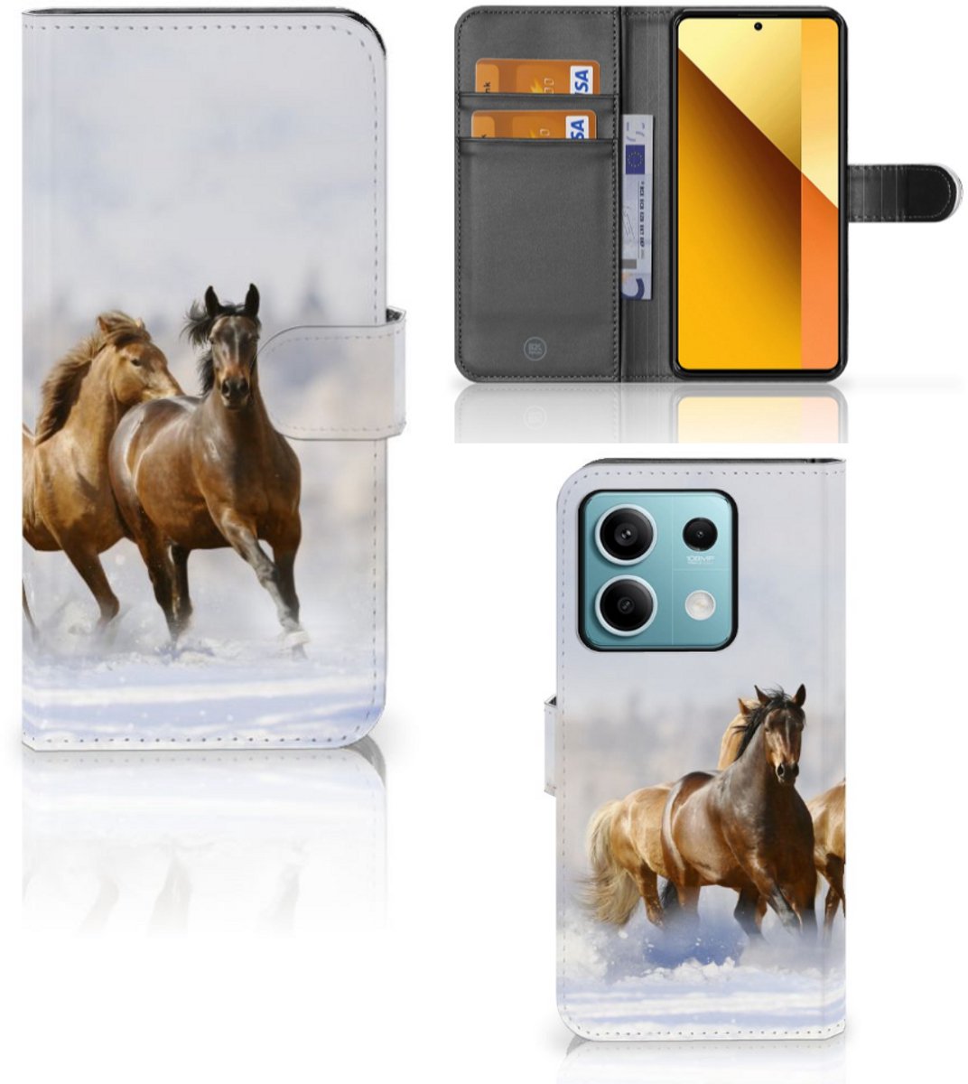 Xiaomi Redmi Note 13 5G Telefoonhoesje met Pasjes Paarden