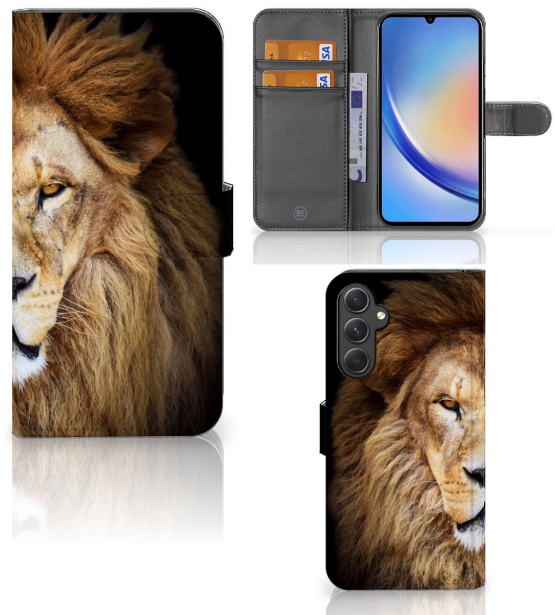 Samsung Galaxy A24 4G Telefoonhoesje met Pasjes Leeuw