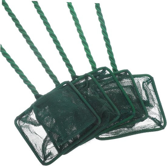Aquarium Schepnet - Visnet Garnalennet - Vissen Vangen - Verstevigd Roestvrij Staal - 30x19.5cm - Groen — afbeelding 3